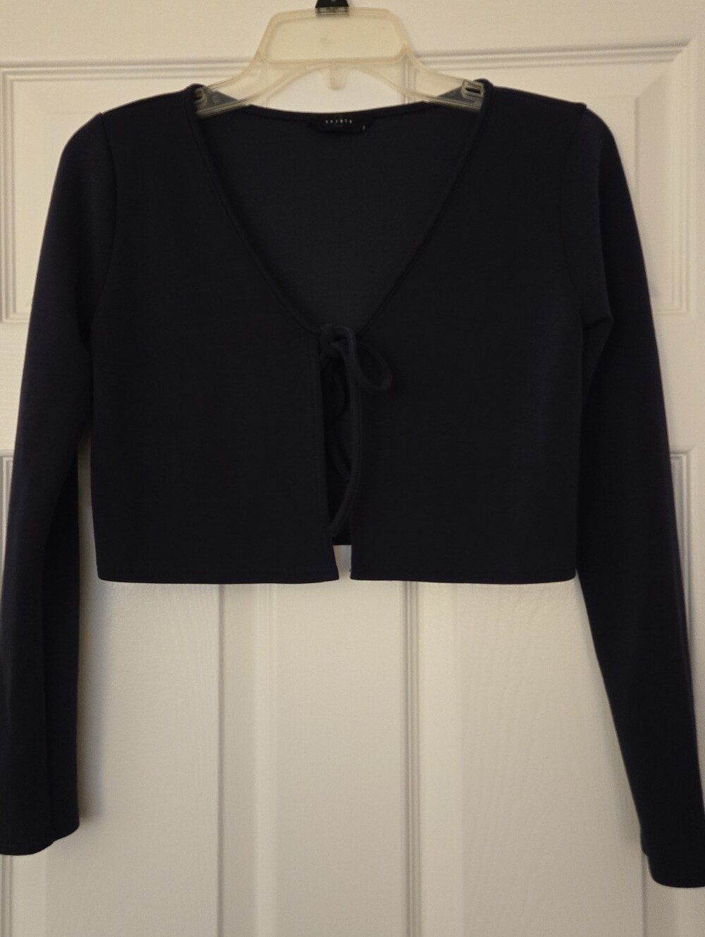 Girls Navy Tie-Front Cropped Sweater Top
